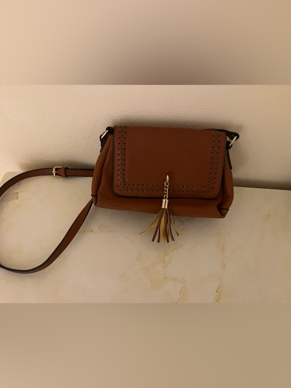 Women's Brown Crossbody Bag with Tassel Accent
